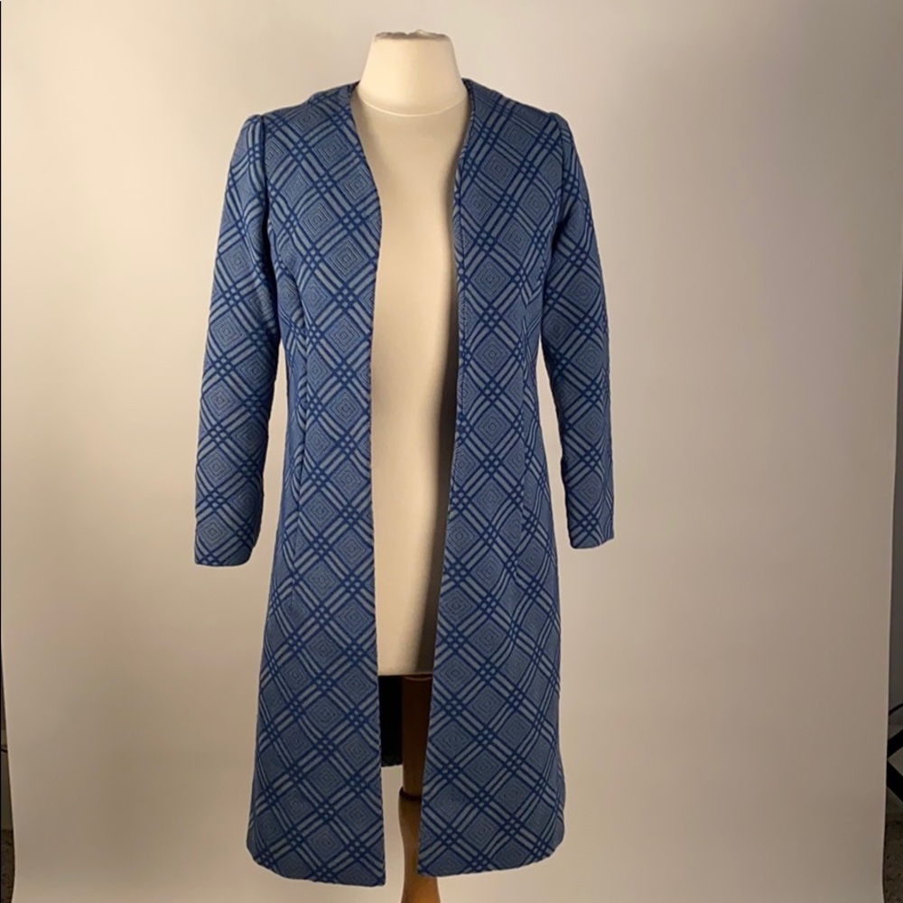 Vintage trippy, 70s blue diamond print coat/jacket